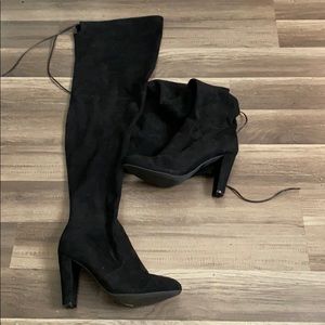 Black thigh high boots